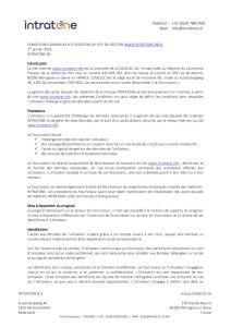 Conditions Generales d'Utilisation Site de gestion